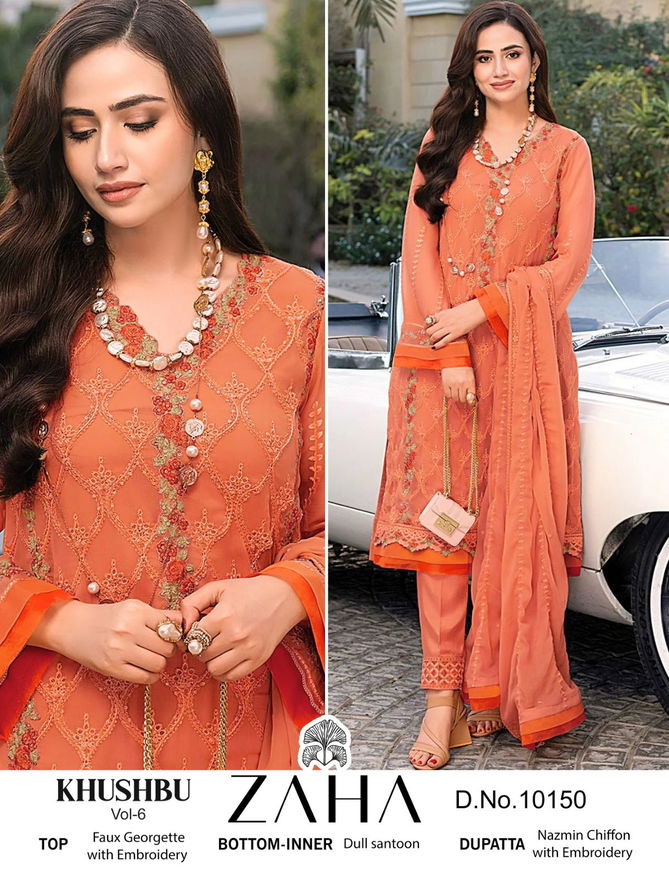 Zaha Khushbu Vol 6 Georgette Pakistani Suits Catalog
